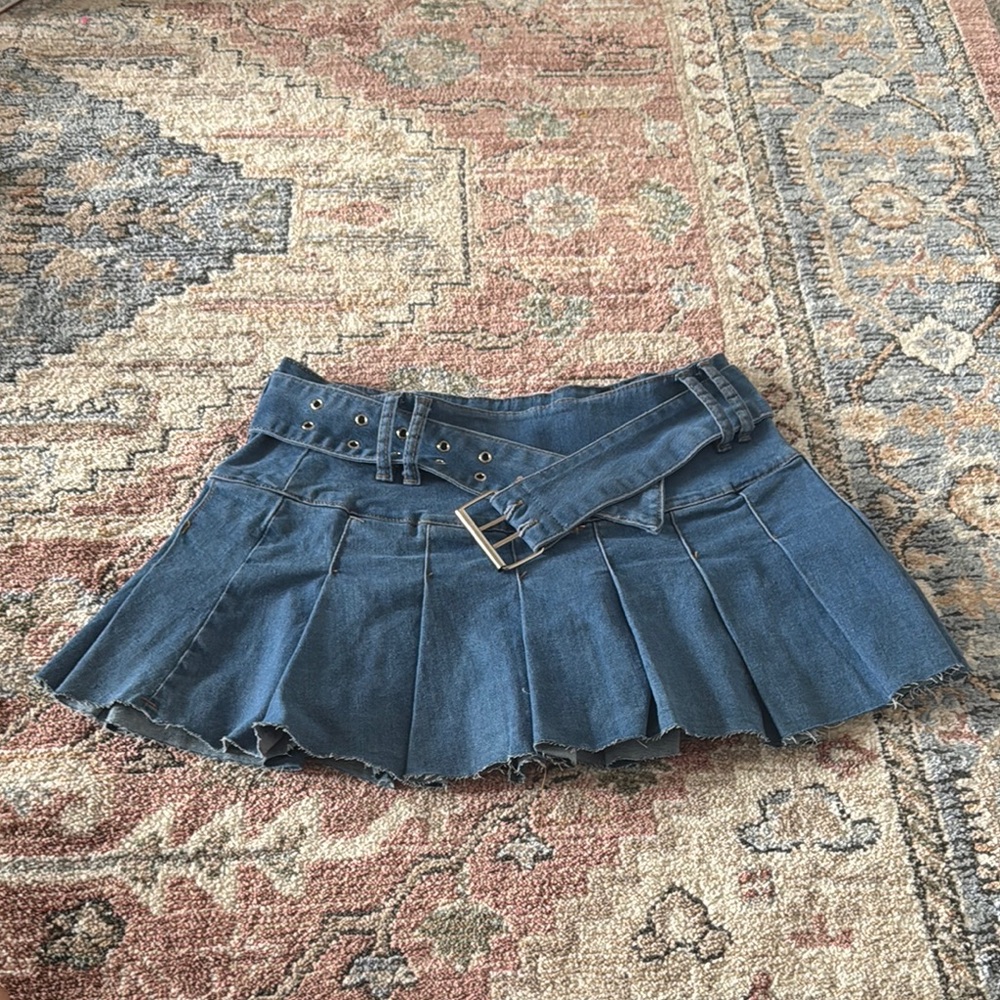 Denim Mini Skirt with Belt